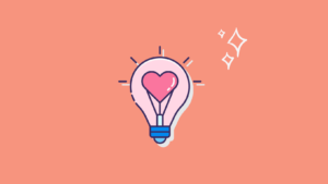 vector of a lightbulb with a heart in it on a red background