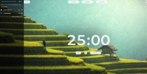 image of study timer app iwth stairs in the background of the app