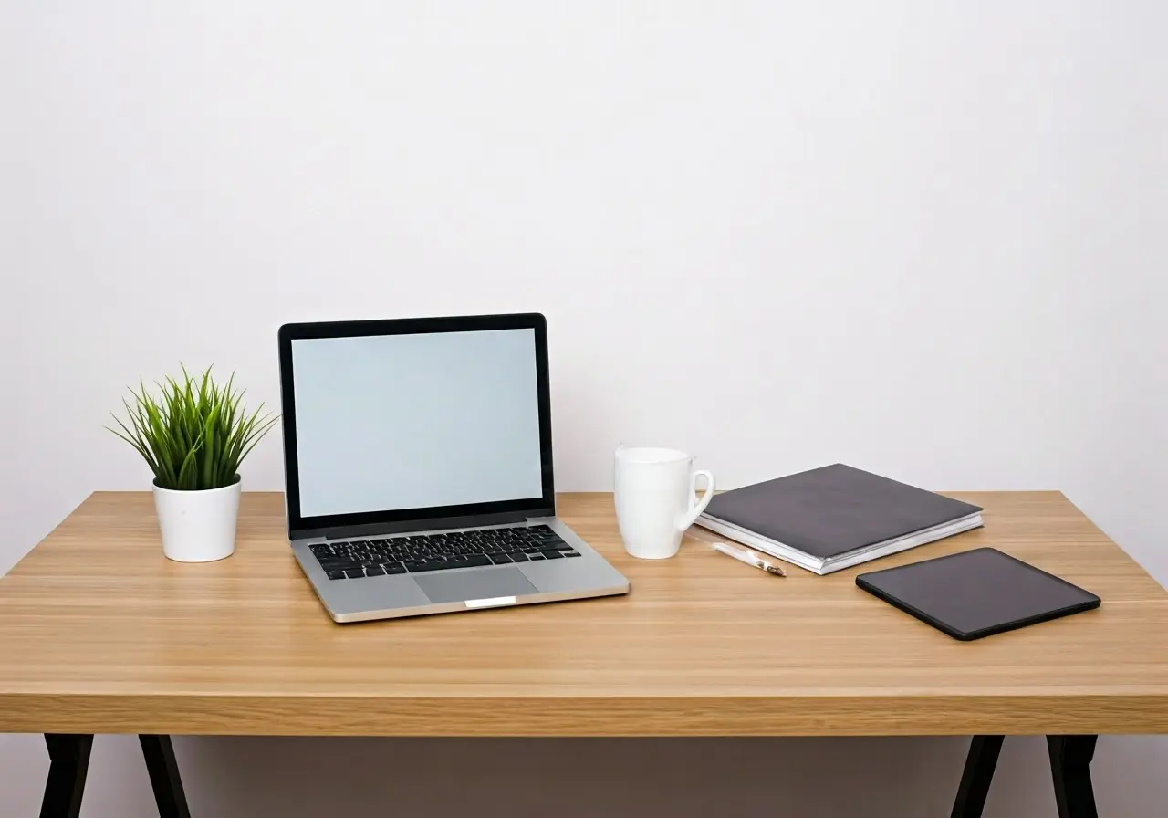 A computer laptop sitting on a desk