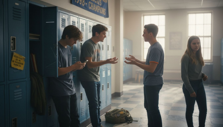 High school students experience peer pressure in hallway