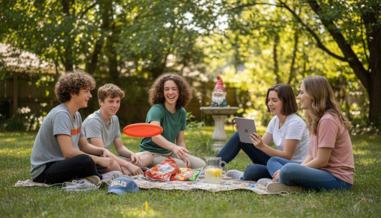 Teens lounging during summer break outdoors
