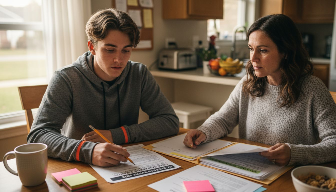 Mother and student discussing college recruiting