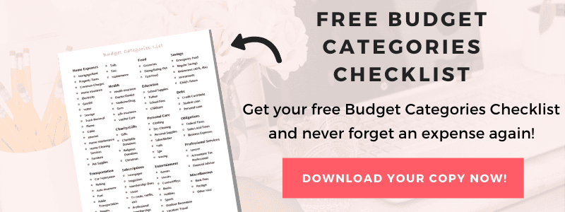 free budget categories checklist