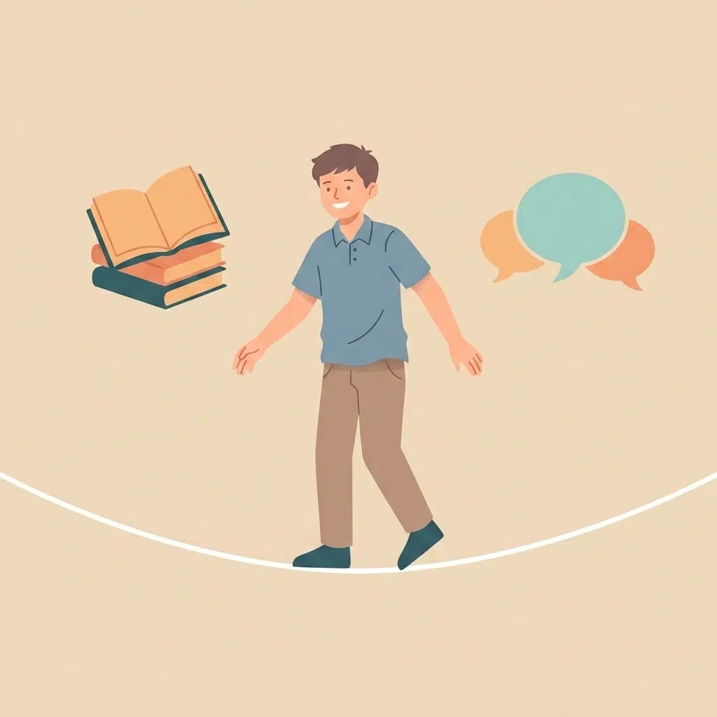 Balancing academics and social life illustration