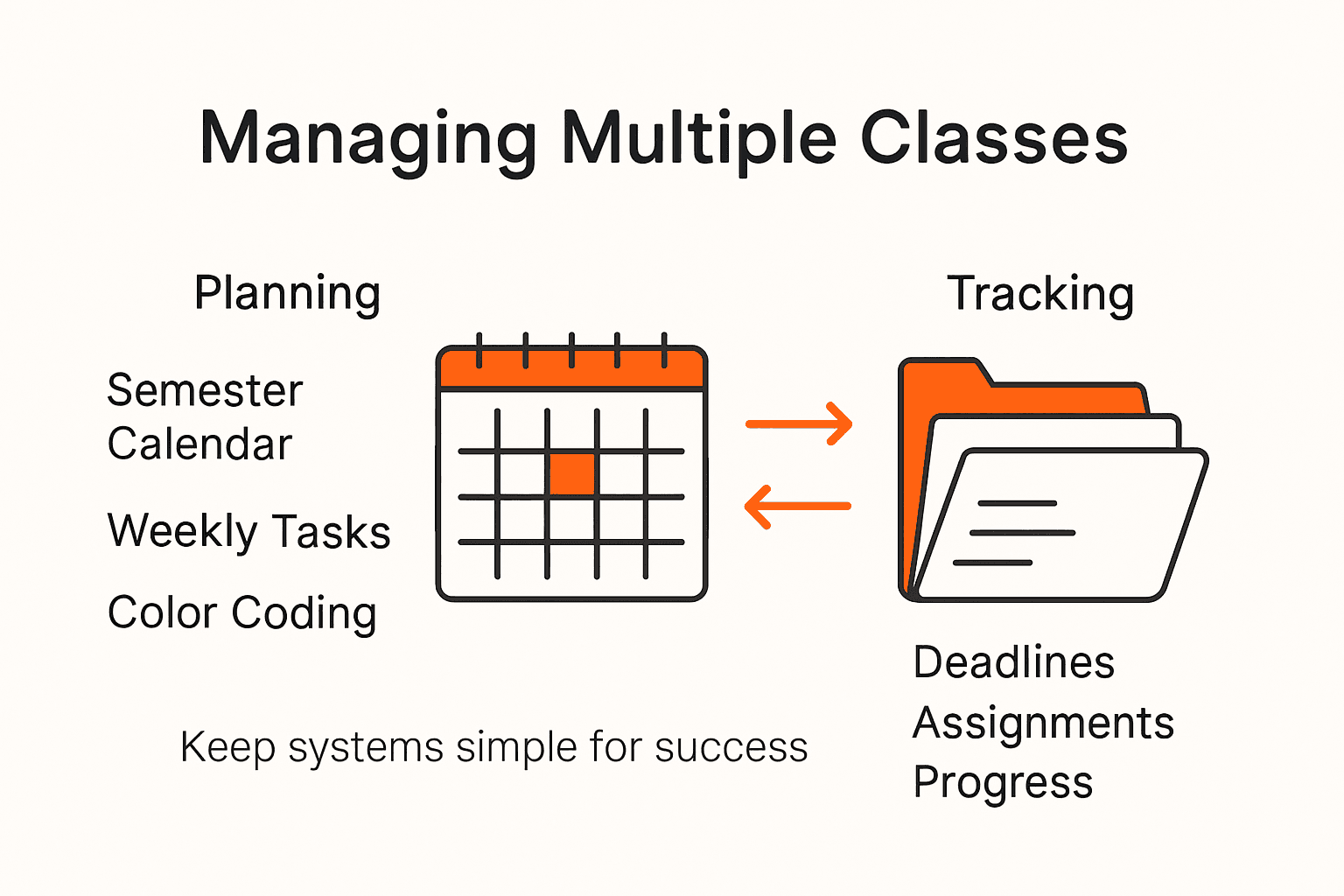 Infographic showing planning and tracking for classes