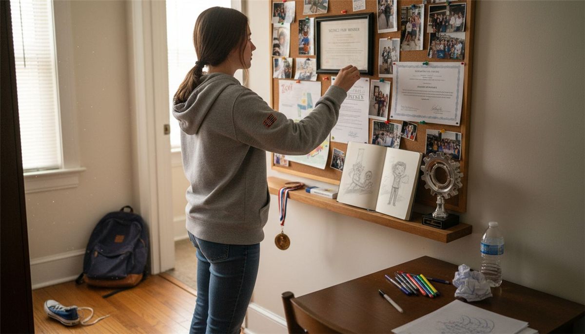 Teen displaying extracurricular awards and achievements