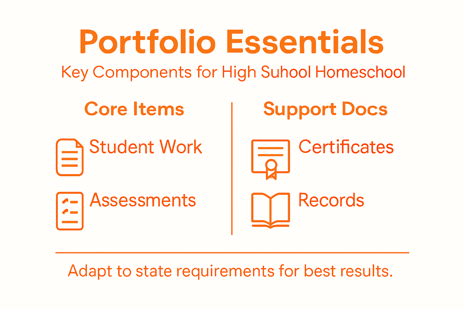 Infographic showing homeschool portfolio key components