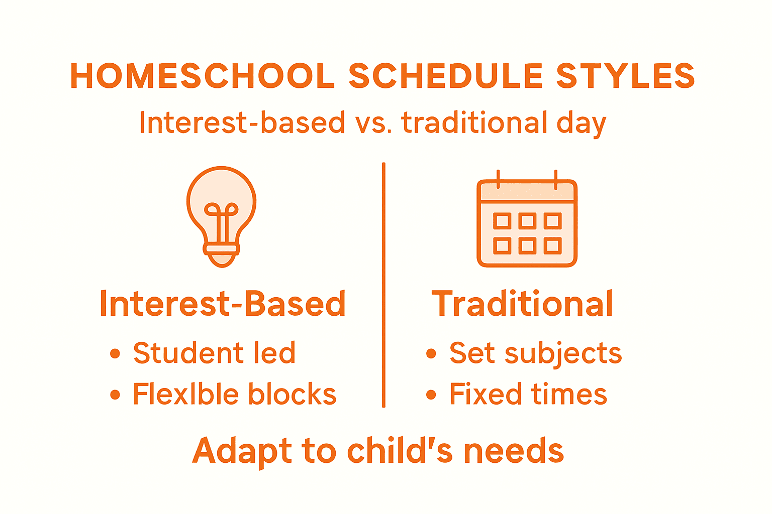 Infographic comparing homeschool schedule styles