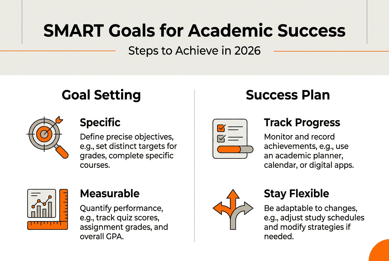 Infographic showing SMART academic goal process