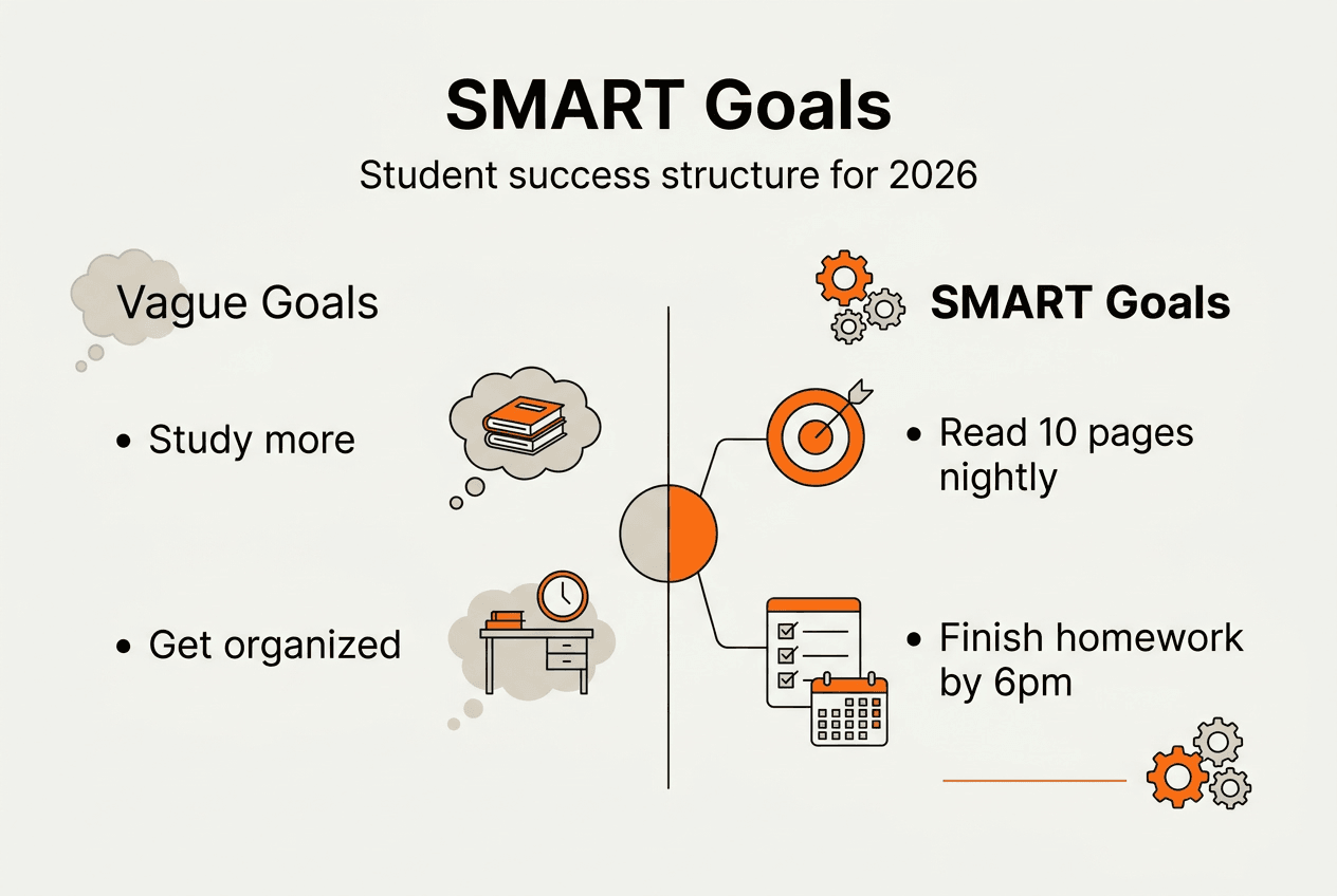 Infographic comparing vague and SMART goals