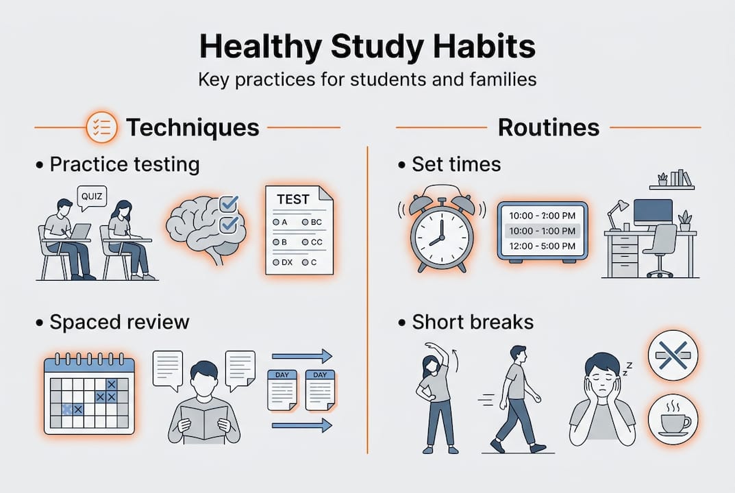 Infographic of key healthy study habits