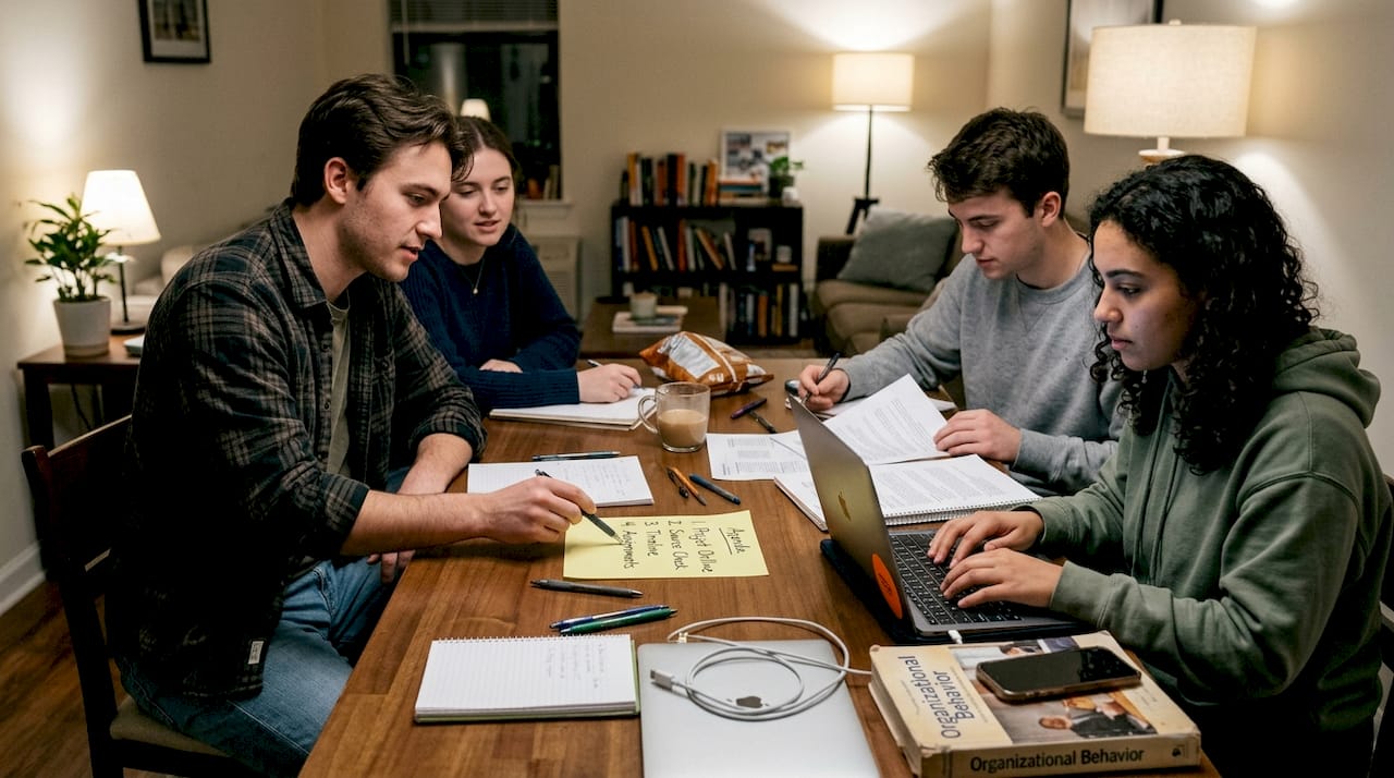Study group assigning roles at meeting