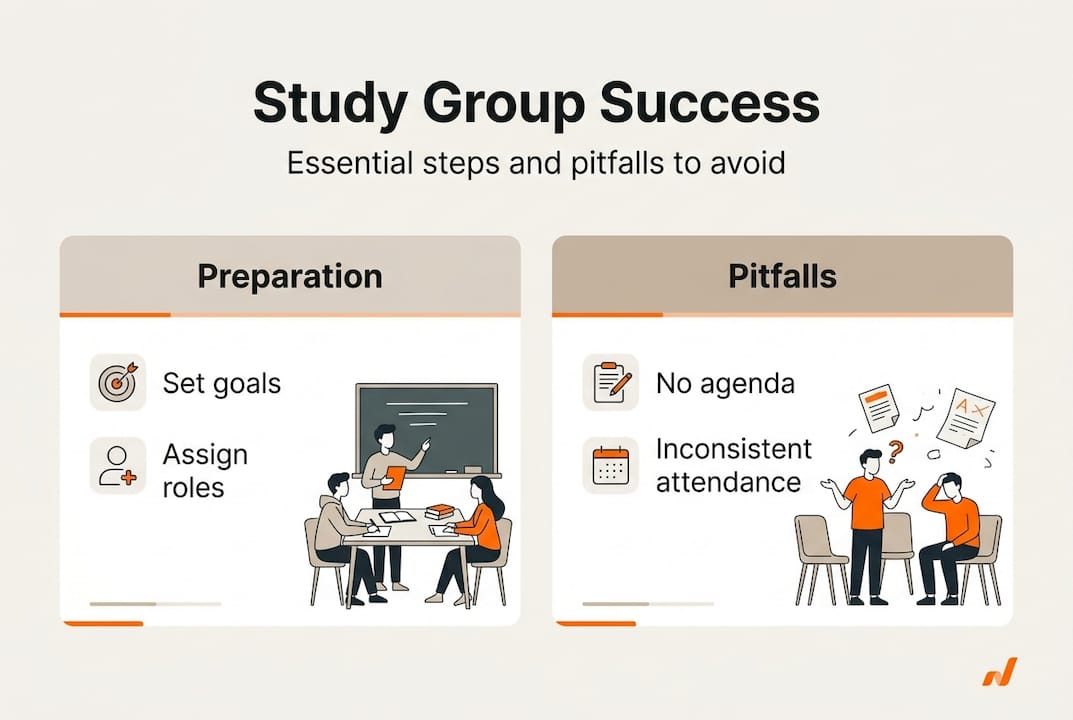 Infographic: study group setup and pitfalls