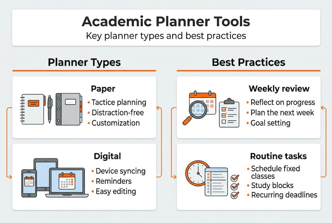 Infographic with planner types and strategies