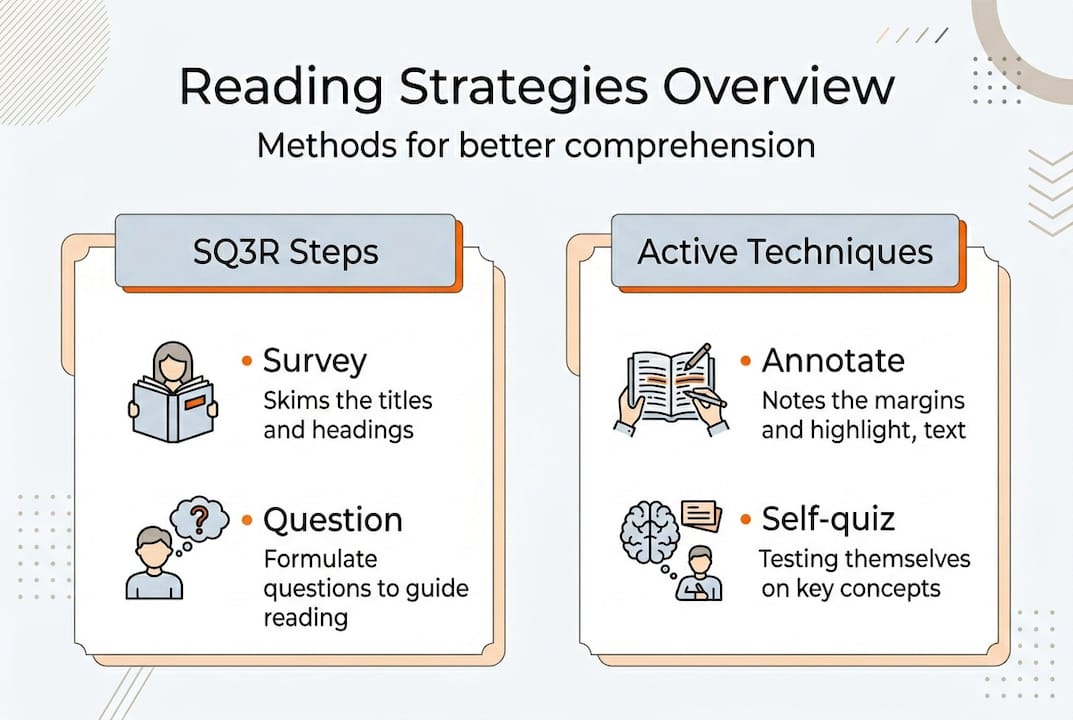 Infographic of reading strategies and techniques