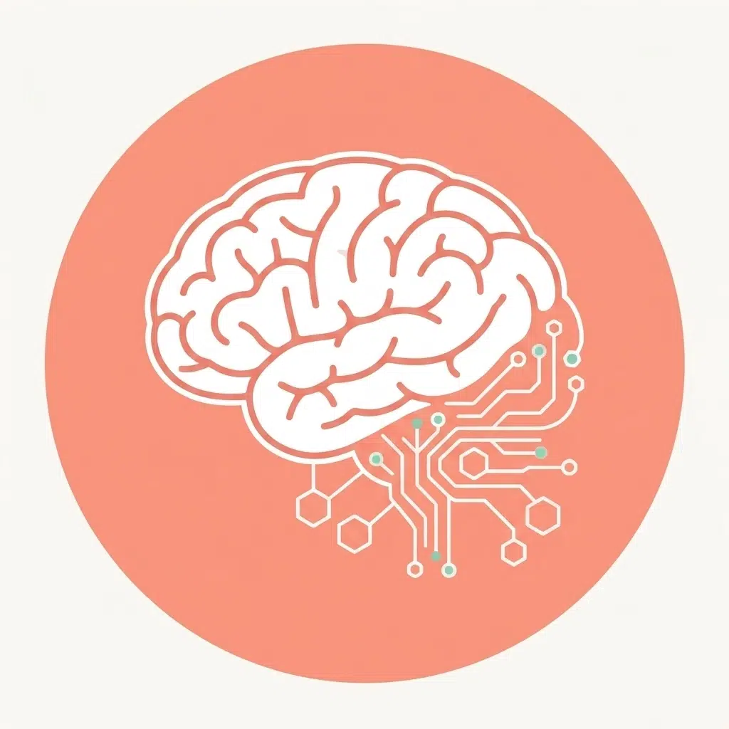Minimalist vector illustration of a brain and digital circuits, symbolizing AI ethics.