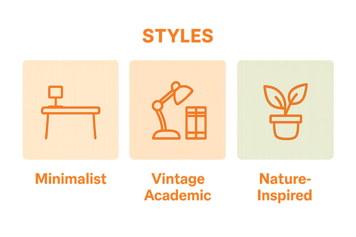 Infographic comparing three popular study aesthetic styles visually.