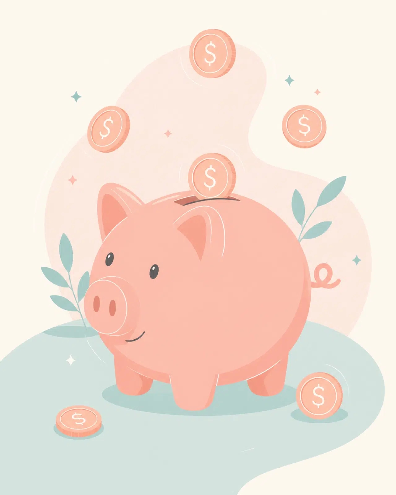 A minimalist vector illustration of a piggy bank, symbolizing student savings.