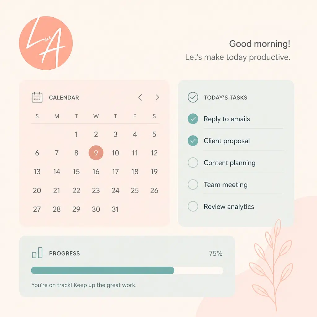 Minimalist vector illustration of a digital dashboard with pastel colors.