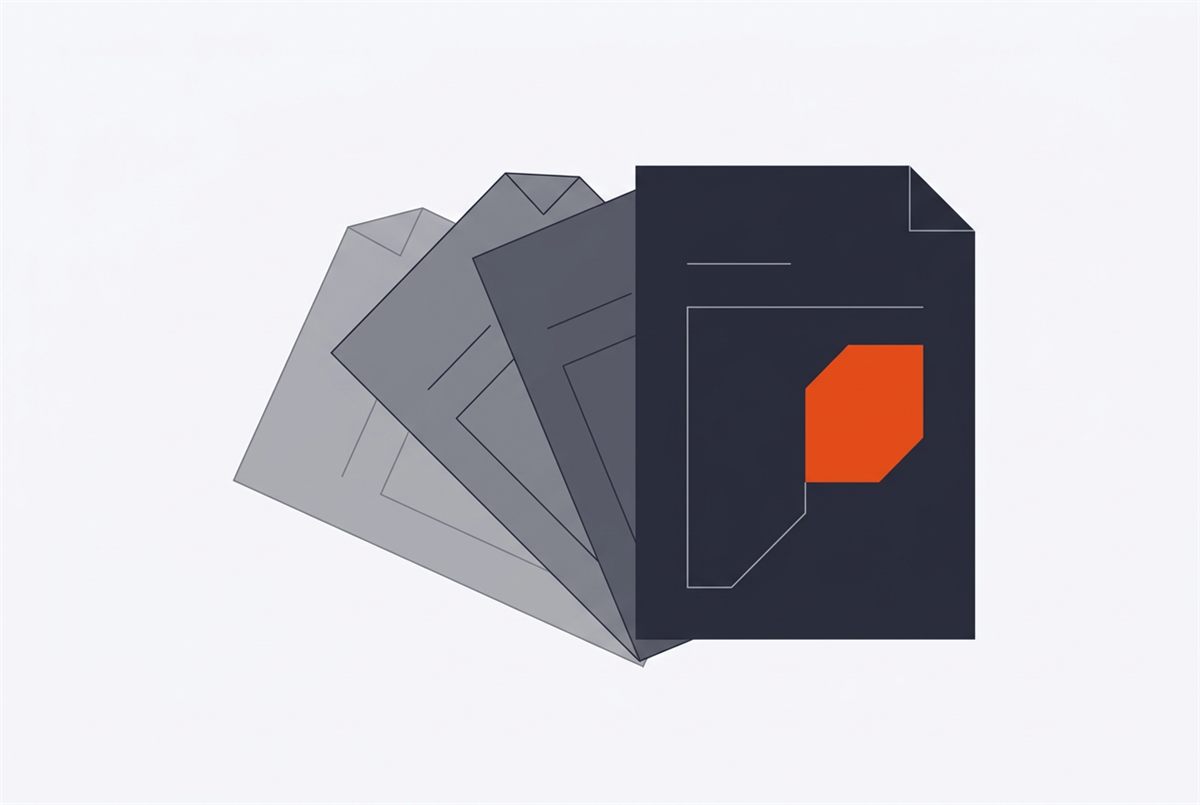 Flat illustration of one document duplicating into several copies