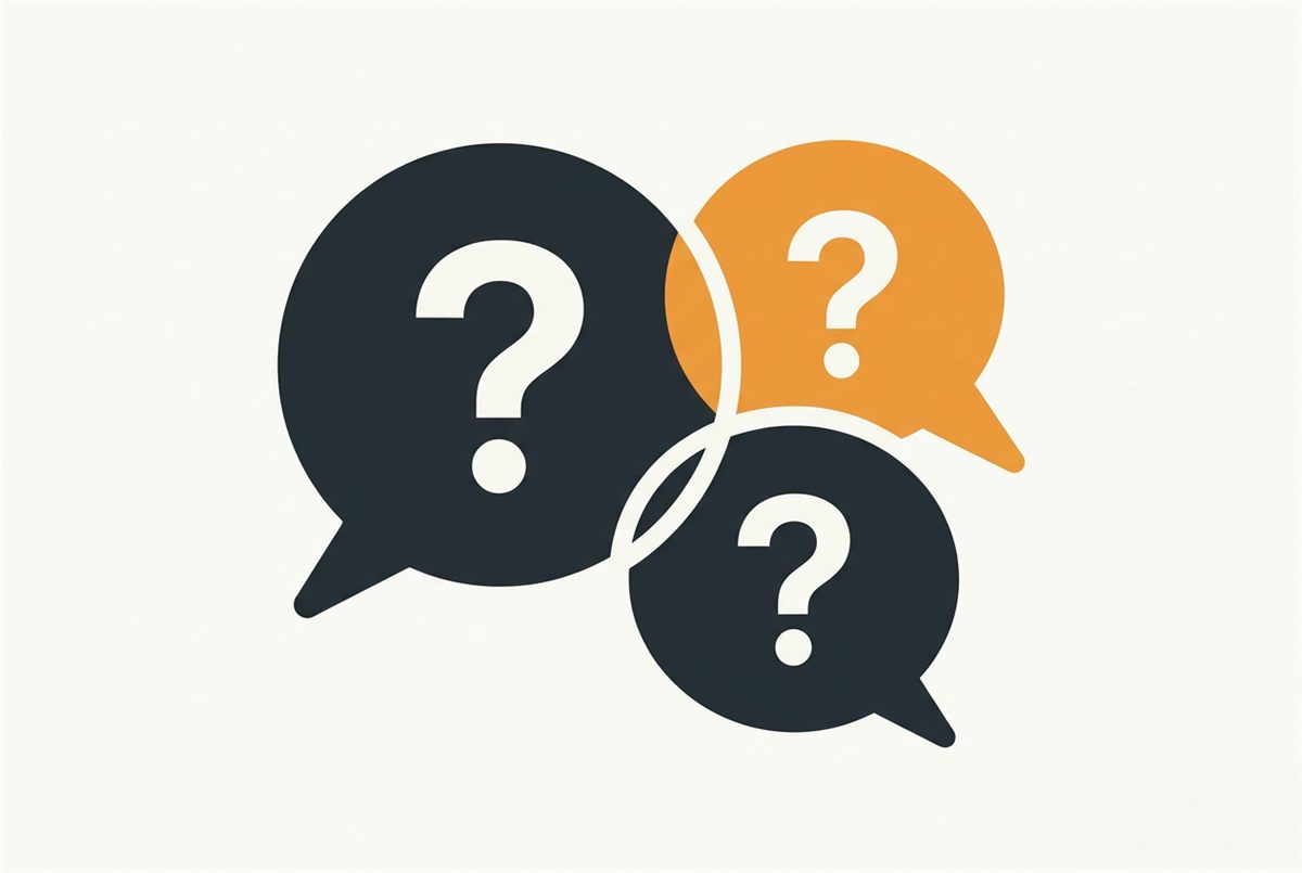 A flat illustration of speech bubbles with a question mark, representing frequently asked questions