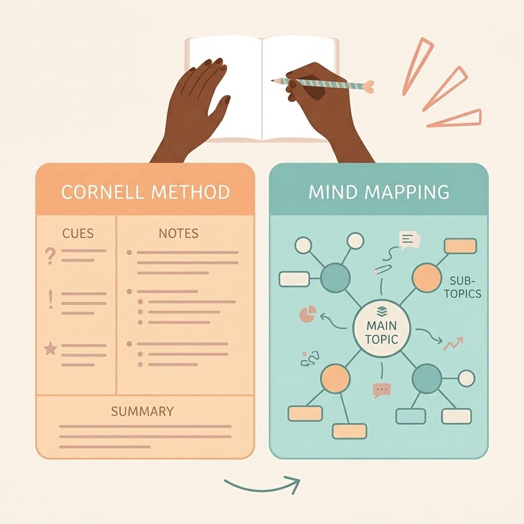 Comparison of Cornell and Mapping note-taking layouts
